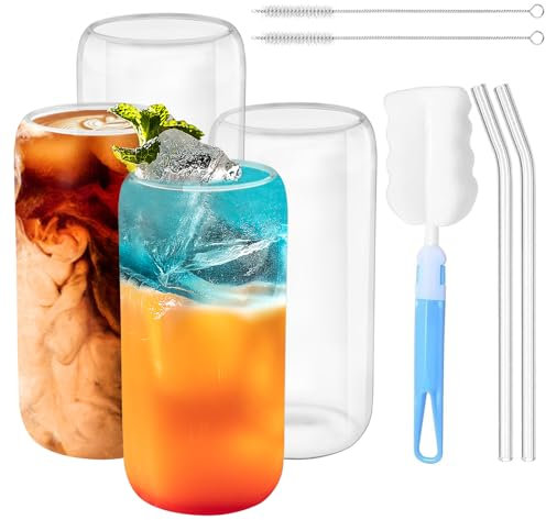 Zosenyer Verre a Eau, Set de 4 Tasses Matcha 500ml, Gobelet Smoothie pour L'eau Café Et Lait à Utilisation dans Les Soirées Cocktail Party Home Boutique de Desserts