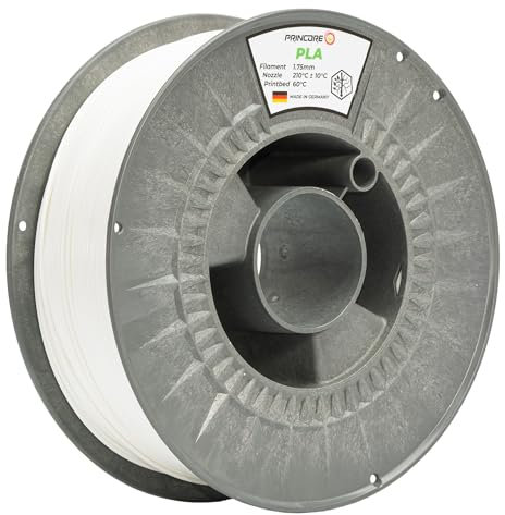 PRINCORE Filament PLA 1.75mm, 3D Drucker PLA Filament, Druckmaterial (Weiss, 1000g)