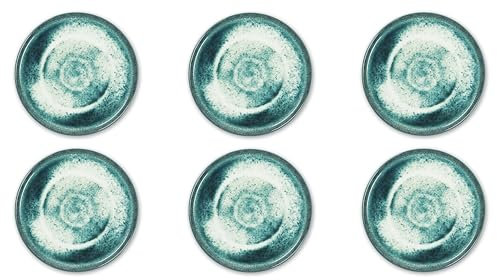 Excelsa Atena Lot de 6 assiettes de service en céramique vert d'eau avec effet dégradé