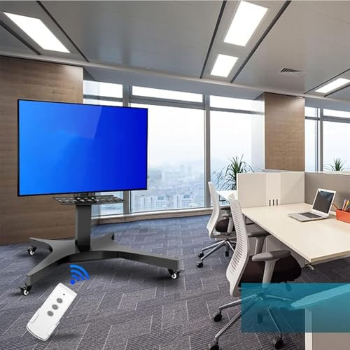 Mobiler Tv-Wagen Auf Rädern – Motorisierter Tv-Lift – Mobiler Tv-Bodenständer – Mobiler Tv-Ständerwagen Mit Höhenverstellung, 4-Stufige Höhenspeicherfunktion, Motorisierter Tv-Lift Für 32-75 Zoll Fer