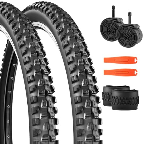 WEEROCK 27.5 x 2.3 (57-584) MTB Bike Tire Two Pack 27.5 Inch Tires Folding Bead Replacement Tyre, 2.3 Inch Mountain Bicycle Tires with Inner Tubes for 27.5 Bicycles, Black