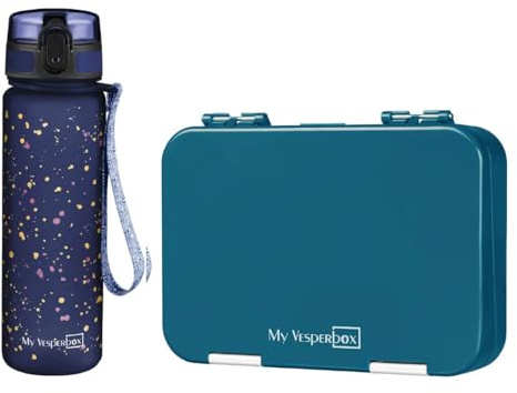 My Vesperbox - Len - Set – Brotdose & 500ml Trinkflasche für Kinder – auslaufsicher & BPA-frei – Lunchbox für Schule & Kindergarten - Bento Box Set