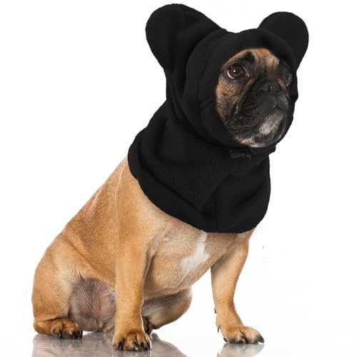Cappello Invernali per Cani Gattino Morbido Caldo Cappelli per Animali Domestici con Orecchie Protezione Contro il Rumore Cappuccio per la Testa e il Collo Cucciolo per Freddo Invernale,M (Nero)