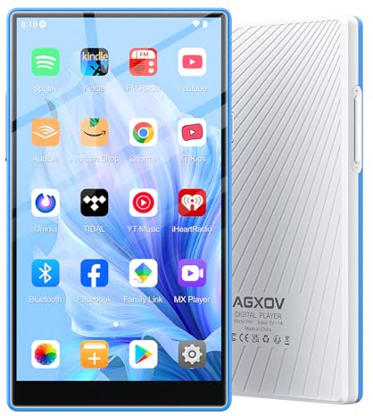 96GB MP3 Player with Bluetooth and WiFi, Android Spotify Music Player for Pandora, Amazon Music, Audible. 5 Touchscreen, Speaker, Supports Play Store,Up to 512GB (P50)