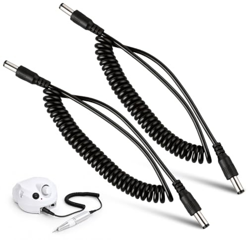 Hemobllo Nail Drill Handle Replacement Cable Dc Spring Power Cord for Electric Nail File Flexible Handpiece Connector Wire 2Pcs for Art Drill Machine and Manicure Use