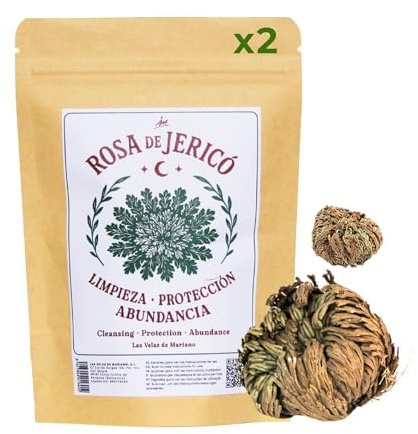 Rosa de Jericó, Planta Natural de Resurrección, para Prosperidad y Protección, con Instrucciones y Oración (2 Rosas)