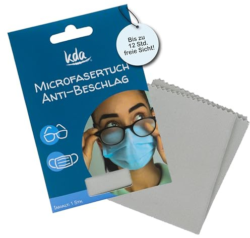 kda Anti-Beschlagtuch für Brillen – Microfasertuch gegen Beschlagen – Bis zu 12 Stunden klare Sicht – Wiederverwendbar & effektiv – inkl. Zip-Beutel