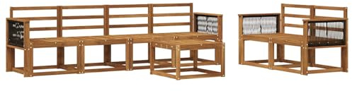 vidaXL Outdoor-Sofagarnitur 6 pcs Natur Massivholz Akazie, Moderne Outdoor-Sofagarnitur, robuste Eckcouch, stylisches Gartenmöbel, Akazienholz, Bequeme Sitzplätze
