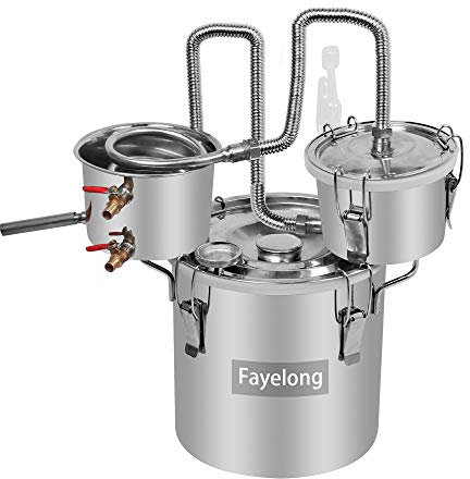 Fayelong Nuovo DIY CASA 3 Pentole Alambicco Distillatore Distillazione Temperatura Acciaio Inox Serpentina Acqua Alcol Vino Oli Essenziali Completo Kit di Birra (100 L Litri)