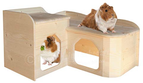 Resch Nr26 Meerschweinchen Landhaus naturbelassenes Massivholz aus Fichte / im abgerundeten Softline-Design, mit zwei großen Ein-/ Ausgängen