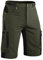 Hiauspor Kurze Hosen Herren, Leichte Wanderhose Atmungsaktiv Schnelltrocknen Cargo Bermuda Shorts Elastische Radlerhose MTB Fahrradhose Outdoorhose Sport Radhose Sommer mit 6 Taschen (Grün, M)