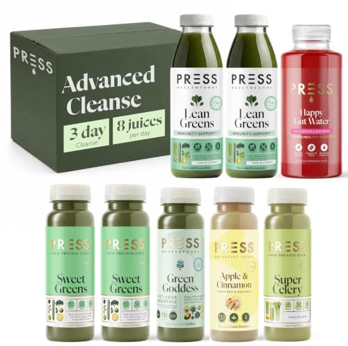 PRESS Advanced 3 Day Juice Cleanse (24 Juices) | Cold-Pressed Green & Detox | Intensive 3-day reset: 8 cold-pressed green juices per day, 3kg+ greens, daily celery juice, vegan, GAP-certified