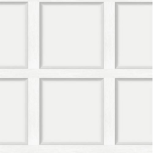 YöL Papier peint effet panneau bois blanc moderne contemporain