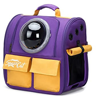 Galatée Katzen Rucksack Träger, Haustier Rucksack Blasen Rucksack, Katzen Tragen, Raumkapsel Haustier Rucksack Belüften, Hunde Reise Rucksack Träger Für Kleine Hunde(Violett)
