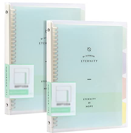 2 Stück A5 Spiral Notizbuch Register mit 4 Index Fahnen, PP Loseblatt Notebook Transluzenter Notizblock Skizzenblock für Memos, Grün