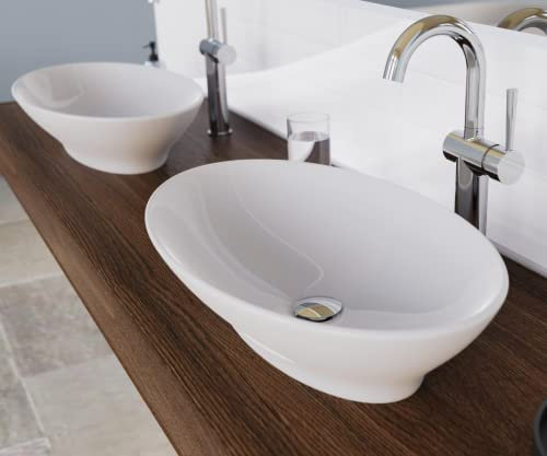 Schütte TASSONI BOWL Aufsatzwaschtisch 92551, 59 x 40,5 cm, ovale Spülschüssel, Waschbecken Bad, Waschbecken für das Badezimmer, Weiß