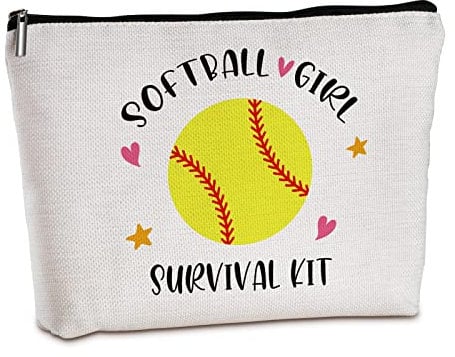 Wlesinzt Softball-Geschenke für Mädchen, Softball-Mädchen, Überlebens-Set, Make-up-Tasche, inspirierende Geschenke für Frauen, sie, Softball-Liebhaber, Weiss/opulenter Garten, Reise-Make-up-Tasche