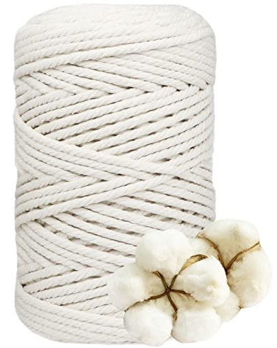 DXRPO Filato macramè, 5 mm x 100 m, Filato di Cotone macramè, per Fai da Te, macramè, fioriera per Fiori macramè, Decorazione Natalizia, Regalo per buoni Amici, Piante, Decorazione Boho(Bianco)