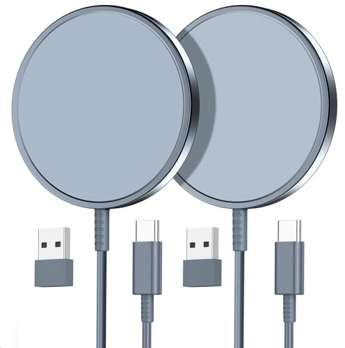 Magnetic Wireless Apple Mag-Safe Charger for iPhone 15/14/13/12 Series, AirPods 3/2/Pro - LED Magnet Pad with Dual Charging Ports