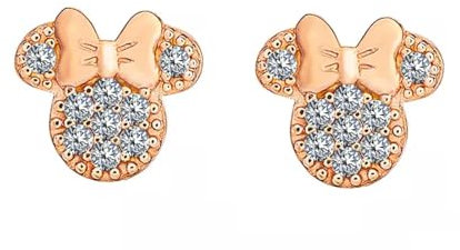 Kaguyo Boucles d'oreilles Mickey Mouse pour femmes, en argent sterling 925 plaqué or rose, pavé de zirconia clair, jolies boucles d'oreilles Minnie Mouse pour femmes et filles (or rose)