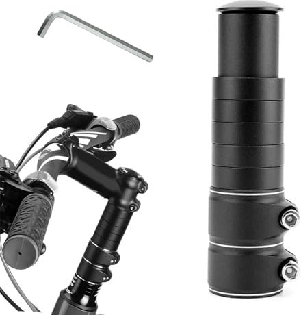 Generico Prolunga Manubrio Bici, MTB Rialzo Manubrio Bici, Prolunga Forcella MTB Lega di Alluminio, per Ciclismo Mountainbike (Nero, 28,6 mm)
