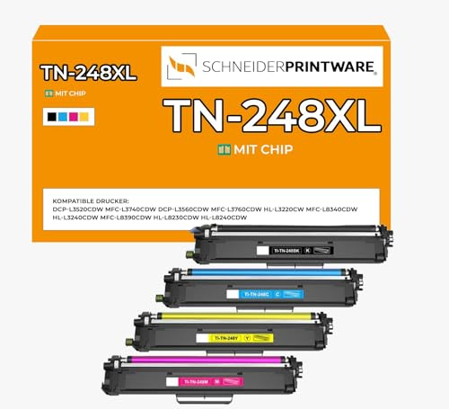 schneiderprintware TN248XL Toner Kompatibel für TN-248xl tn248cmyk Brother MFC-L3760CDW DCP-L3560CDW DCP-L3520CDWE DCP-L3520CDW MFC-L8390CDW MFC-L3740CDWE MFC-L3740CDW