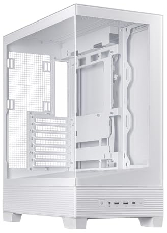 ASUS A31 White ATX Mid-Tower Gaming Case, Dual-Sided Tempered Glass, Frameless Design, BTF Hidden Connectors, 360 AIO Support, 8° Angled Base, ARGB Ready, Optimized Airflow, Seamless Cable Management