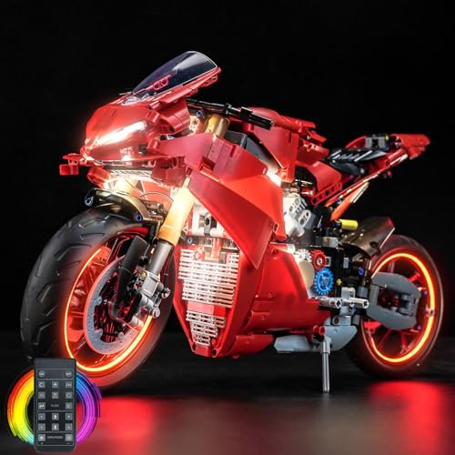 Fernbedienung Licht-Kit Kompatibel mit Lego 42202 Ducati Panigale V4 S Motorcycle (Kein Modell), Led Beleuchtungs Set Compatible with Lego Ducati Panigale V4 S Motorcycle Kreative Spielzeug