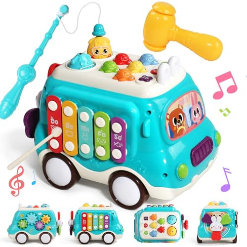 Baby Spielzeug ab 1 Jahr Kinderspielzeug ab 1 Jahr Montessori Spielzeug 1 2 Jahr Junge Mädchen Musik Lernspielzeug mit Xylophon Kinder, Hammerspiel, Angelspiel & Licht Geschenk 1 2 Jahr Junge Mädchen