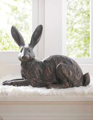 Dekoleidenschaft Dekofigur Hase Copper aus Polyresin mit Antik Design in Kupfer, Osterhase, Osterdeko, Hasendeko zum hinstellen, Dekohase