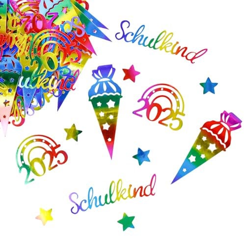 KOBOKO 100 Stück Tischdeko Einschulung Deko Konfetti Groß,Schulkind 2025 Mädchen Junge,Konfetti Schulanfang Deko,Streudeko Einschulung Schultüte Deko Schulanfang,Glitzer Confetti für Schuleinführung