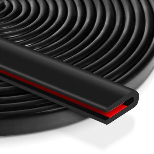 U Channel Edge Trim Car Door Edge Protector Self-Adhesive Rubber Edging Trim for Steel Plates, Table Corners, Metal Sheet, Glass Panel, Plastic Trim and Furniture (Black, 3.2mm x3m)