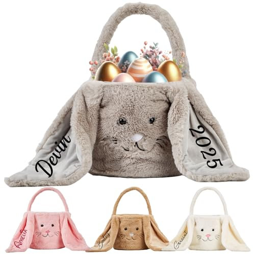Personalisierte Osterkörbchen - Monogrammiert mit Namen, Osterkorb Kinder, Ostereierjagd Körbe, Benutzerdefinierte Ostern Tasche, Ostern Geschenk für Jungen Mädchen