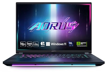 GIGABYTE AORUS Master 16 Ordinateur portable de jeu - 240 Hz 2560 x 1600 OLED - NVIDIA GeForce RTX 5080 - Intel Core Ultra 9 275HX - SSD de 1 To avec 32 Go de RAM DDR5 - Windows 11 Home AD (AORUS