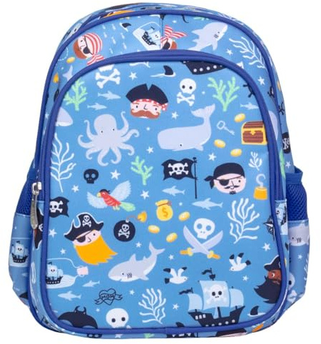 A Little Lovely Company Rucksack | Kinderrucksack Leicht Schultasche Mädchen Jungen Grundschule 4-8 Jahre Rucksack Mädchen Jungen Reisen mit Brustgurt Isolierte Fronttasche, piraten(engl