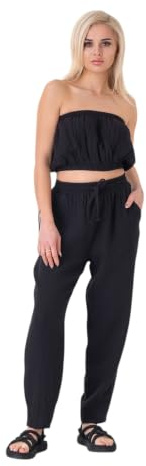 WENOR Stoffhose Damen Musselin 100% Baumwolle – Tapered Sommerhose S-XL