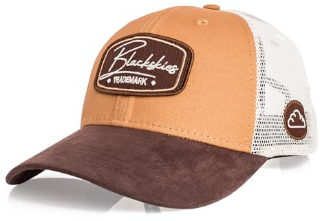 Blackskies® Race Baseball Cap | Herren Damen Premium Trucker Cap | Snapback Schirm Mütze Kappe Basecap Männer Frauen Unisex Outdoor Sommer Freizeit - Braun-Dunkelbraun