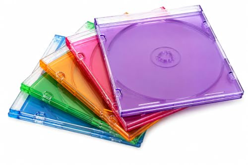 5 x Coloured 5.2mm CD/DVD Slim Case, Assorted Colours, 5 Pack by Dragon Trading
