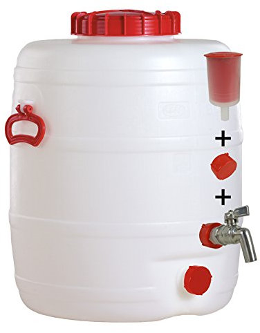 Graf Getränkefass Rund 80 Liter mit Messing Auslaufhahn 3/4 und Gärspund