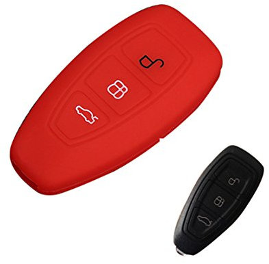 Happyit Silicone Voiture Télécommande Porte-clés Cas Porte-clés pour Ford Focus MK3 MK4 Escape Kuga Ecosport Nouvelle Fiesta (Rouge)