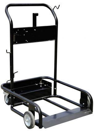 Rollwagen für Stahl- und Kunststofffässer 200 l mit Halter für Zapfpistole, Schlauch und Kabel