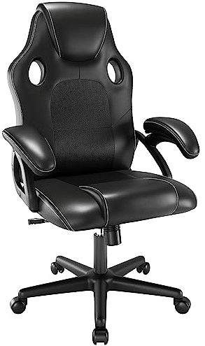 play haha. Gaming Stuhl Bürostuhl Drehstuhl Computerstuhl Arbeitsstuhl Bürostuhl Ergonomischer Stuhl Rennstuhl Lederstuhl (Schwarz)