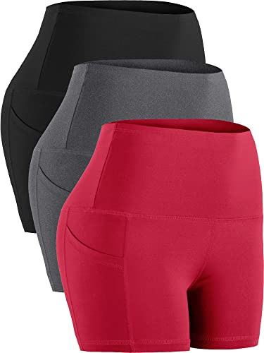 CADMUS Damen Sport-Shorts mit hoher Taille für Yoga, Fitness und Laufen mit tiefen Taschen, Mittel
