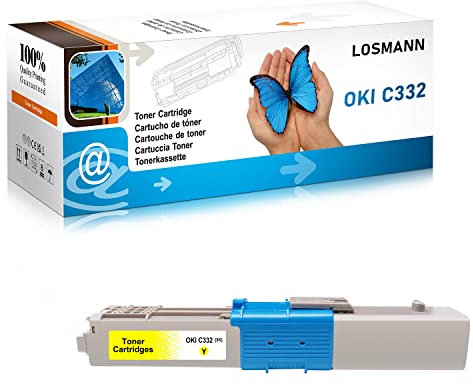 1x LOSMANN Gelb XXL Toner Kompatibel OKI C332 C 332 46508709 für OKI C 332 DN/C 332 DNW/M C363 DN/M C363 DNW/M C363 N / C332DN / C332DNW / MC363DN / MC363DNW / MC363N Drucker (3.000 Seiten)