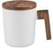 Atfung Keramiktasse mit Holzdeckel und Holzgriff, Kaffeebecher, Einfache Kaffeetasse, Geschenk-Tasse, 350ml (Weiß)