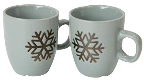 Tazas de diseño de Navidad – Juego de 2 tazas – estrella, reno, copo de nieve, árbol (1 juego de 2, copo de nieve – verde)
