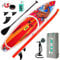 FunWater Aufblasbares Stand Up Paddle Board Surfbrett SUP Komplettes Paddleboard Zubehör Verstellbares Paddel, Pumpe, ISUP Reiserucksack, Leine, wasserdichte Tasche, Erwachsene Paddelboard red