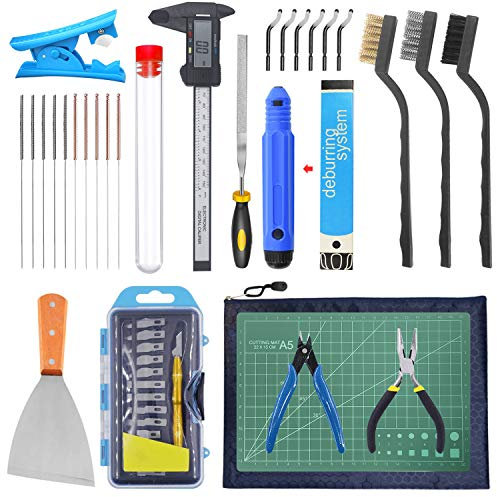HAWKUNG 42 Stück 3D Drucker Tool kit, Debur Tool, Digitaler Messschieber, Schneidematte und Andere Werkzeuge mit Aufbewahrungstasche zum Entfernen, Reinigen, Fertigstellen von 3D Druckmodellen