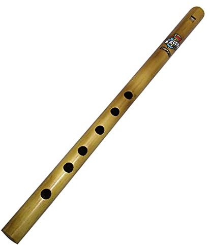 Zaza Percussion- 6 Finger holes - Polished Bamboo Flute state (D# - 15'' Indian Flute)