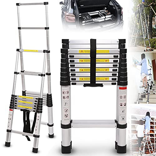 ZH-VBC Aluminium Ausziehbare Leiter Doppelseite 2.8m/ 4m/ 5.2m/ 5.8m/ 6.4m/ 7.6m Teleskopleiter Klappleiter Teleskop Ausziehleiter, Haushaltsleiter 150 Kg Belastbarkeit,3.8m+3.8m/12.5ft+12.5ft